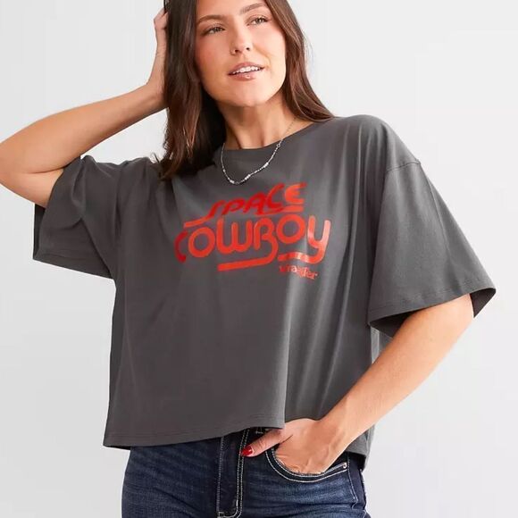 WRANGLER Space Cowboy T-Shirt Gray Red Size Small - Picture 1 of 6